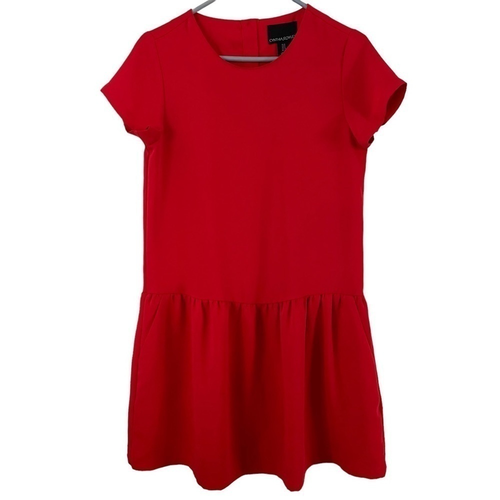 Cynthia Rowley Red Flounce Crewneck Short Sleeve Dress, Size 0